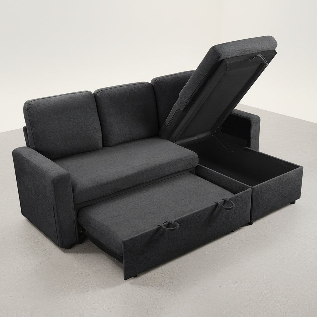 Amy 3 Seater Sofa Bed with Storage - Dark Grey