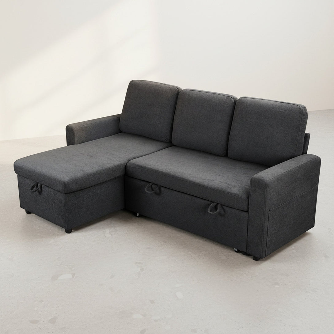 Amy 3 Seater Sofa Bed with Storage - Dark Grey