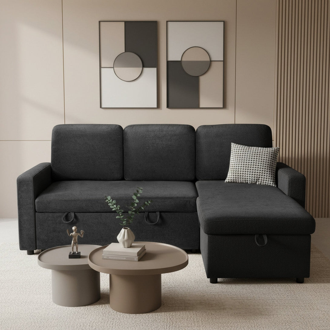 Amy 3 Seater Sofa Bed with Storage - Dark Grey