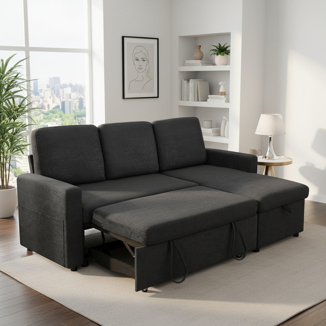 Amy 3 Seater Sofa Bed with Storage - Dark Grey