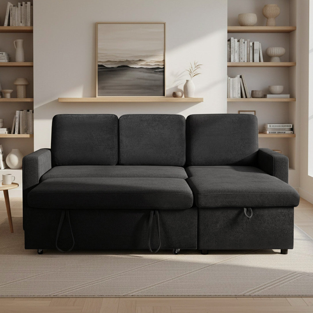 Amy 3 Seater Sofa Bed with Storage - Dark Grey