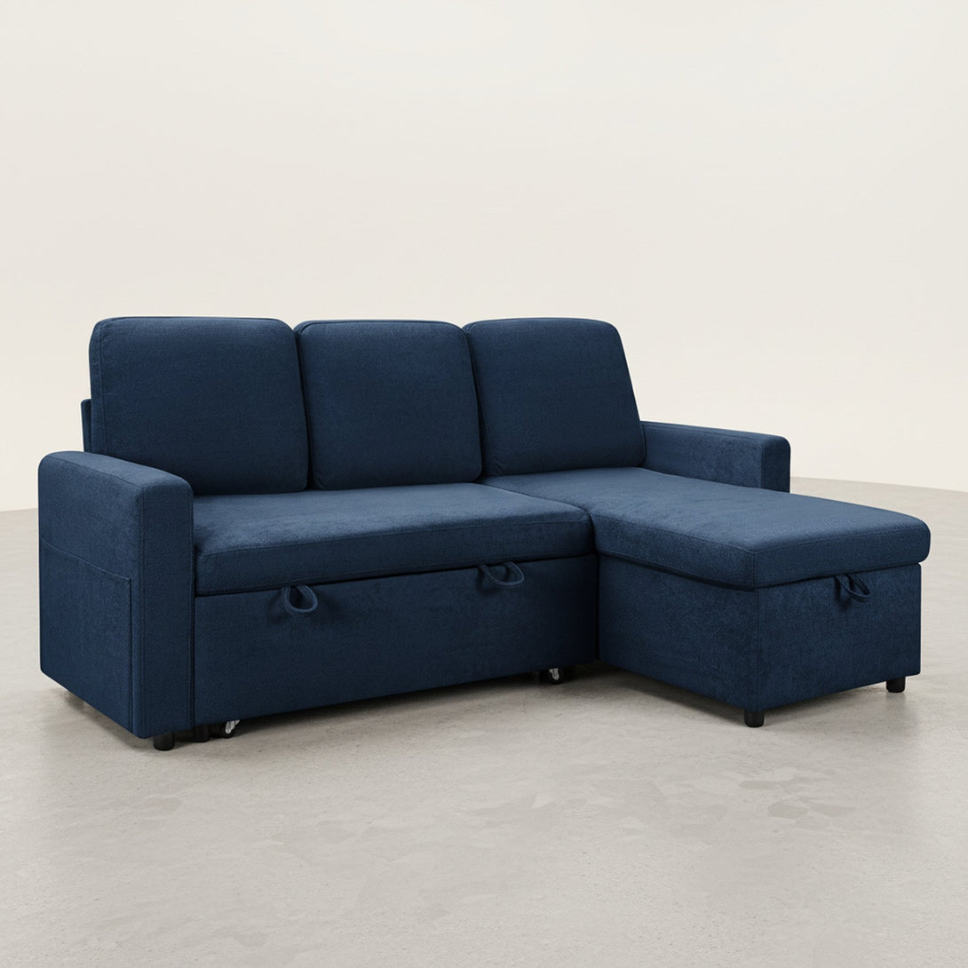 Amy 3 Seater Sofa Bed with Storage - Blue