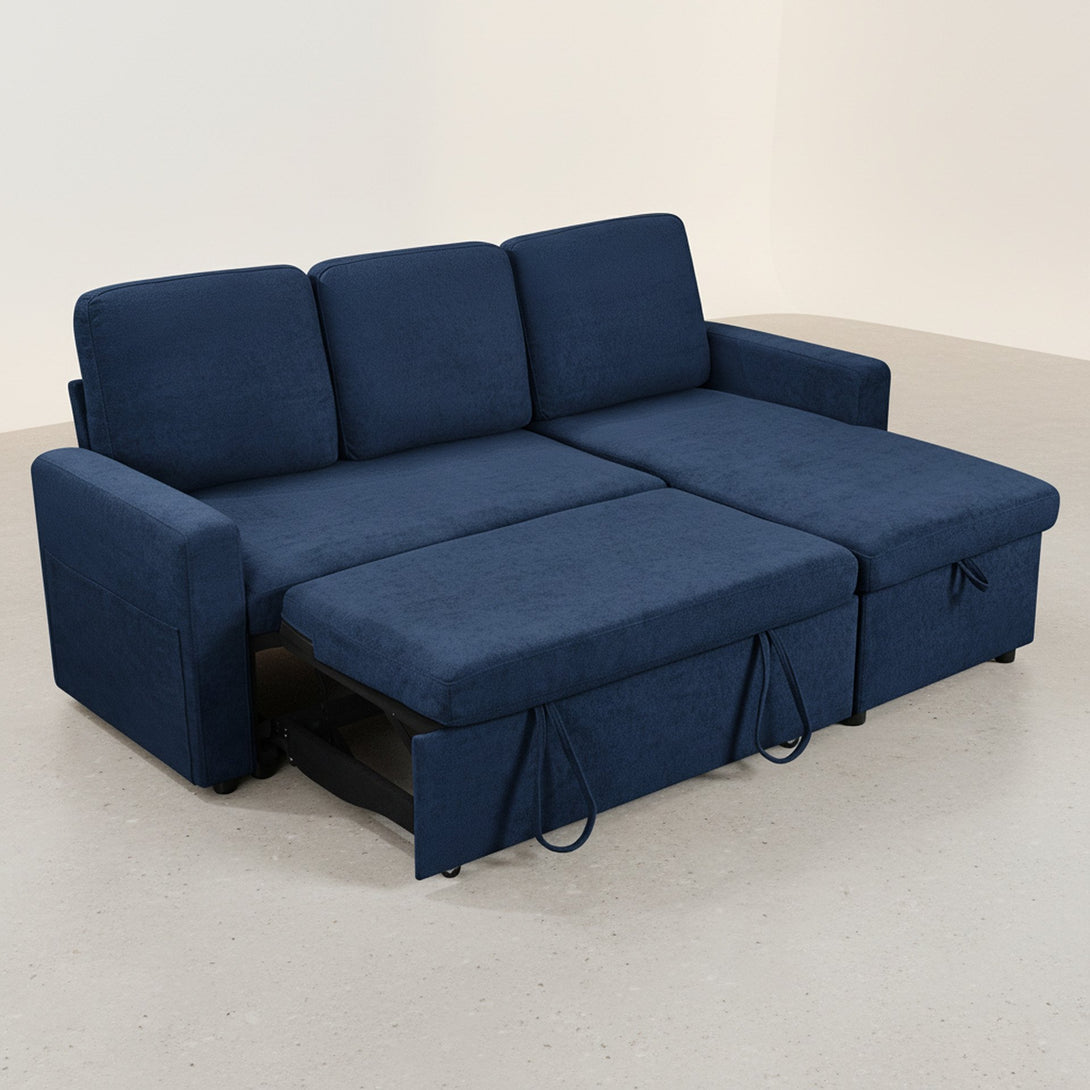 Amy 3 Seater Sofa Bed with Storage - Blue