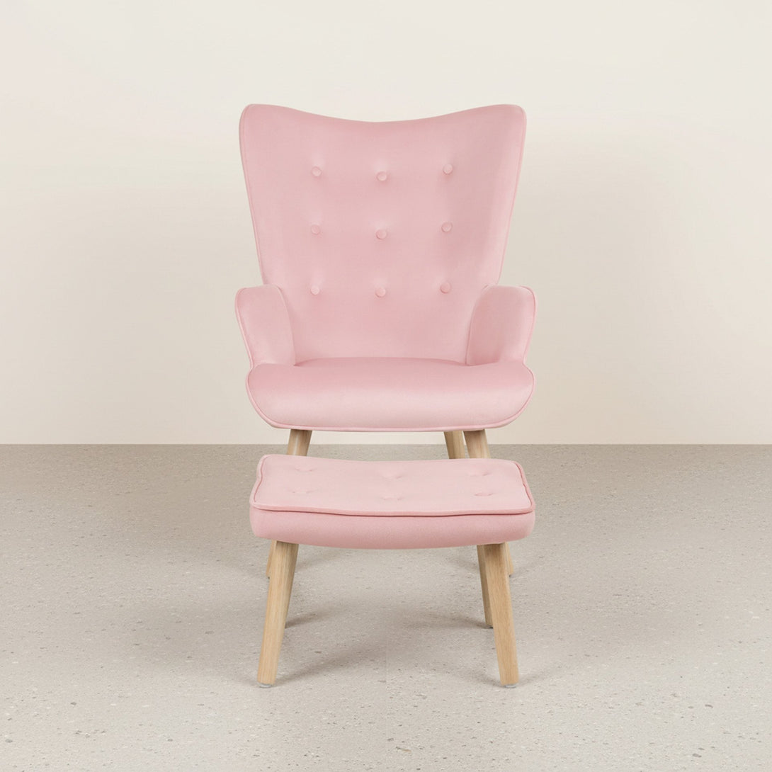 Olivia Armchair with Ottoman - Pink