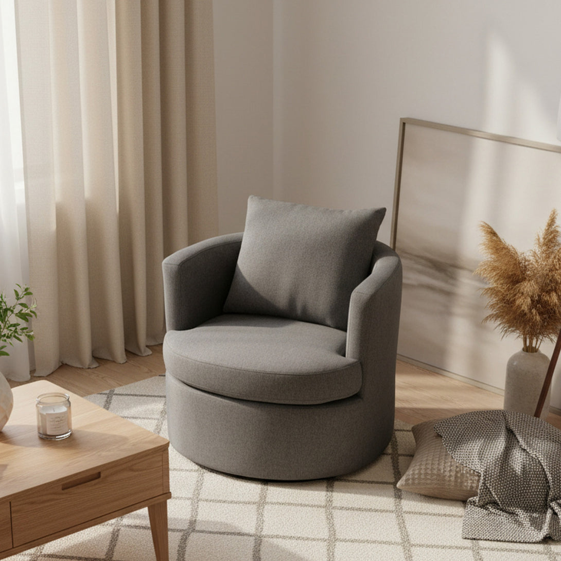 Luva Linen Swivel Sofa Chair - Dark Grey