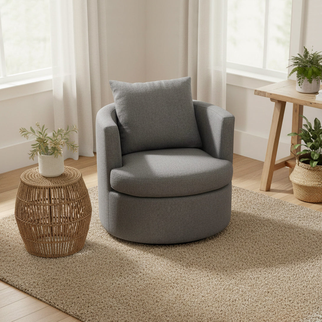 Luva Linen Swivel Sofa Chair - Dark Grey