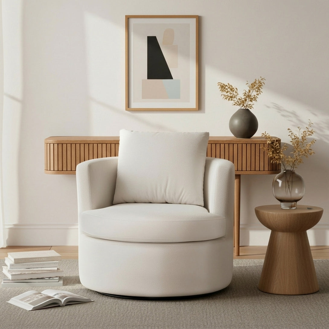 Luva Velvet Swivel Sofa Chair - Cream