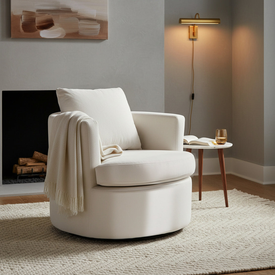 Luva Velvet Swivel Sofa Chair - Cream