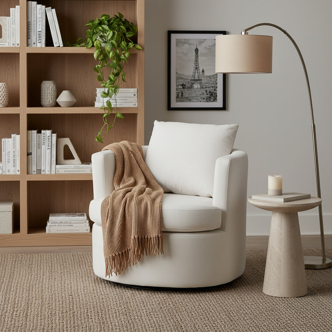 Luva Velvet Swivel Sofa Chair - Cream