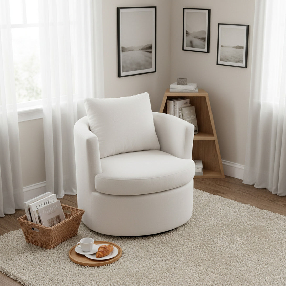 Luva Velvet Swivel Sofa Chair - Cream