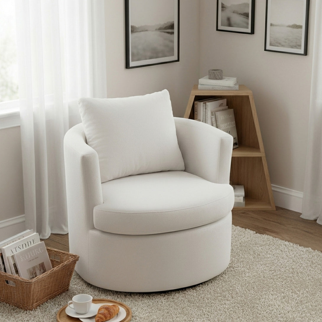 Luva Velvet Swivel Sofa Chair - Cream