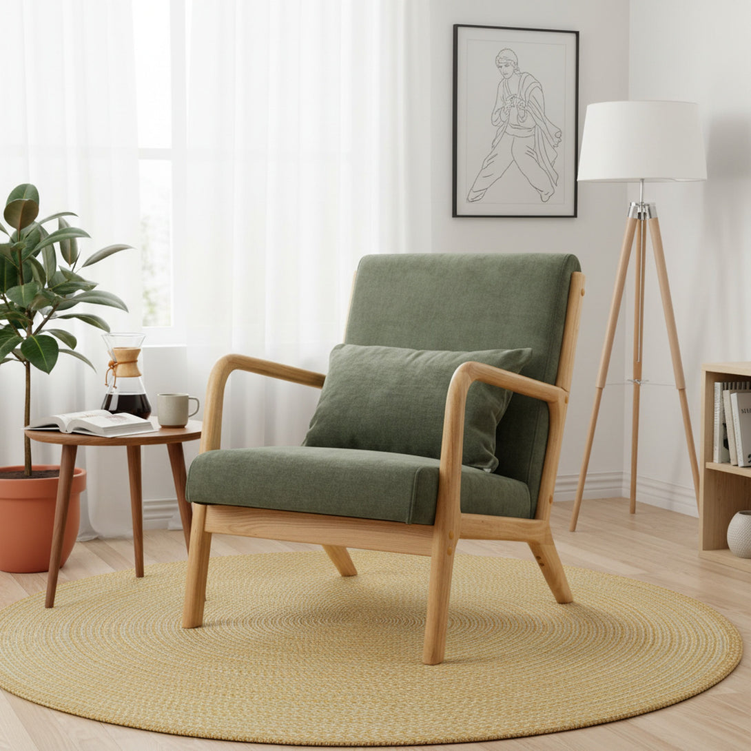 Taru Linen Armchair - Dark Green