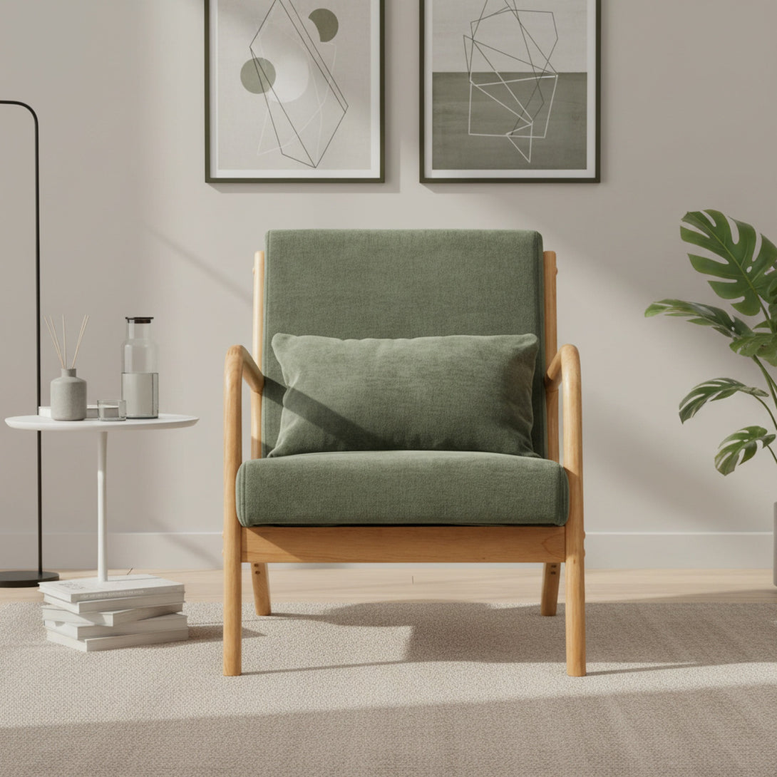 Taru Linen Armchair - Dark Green