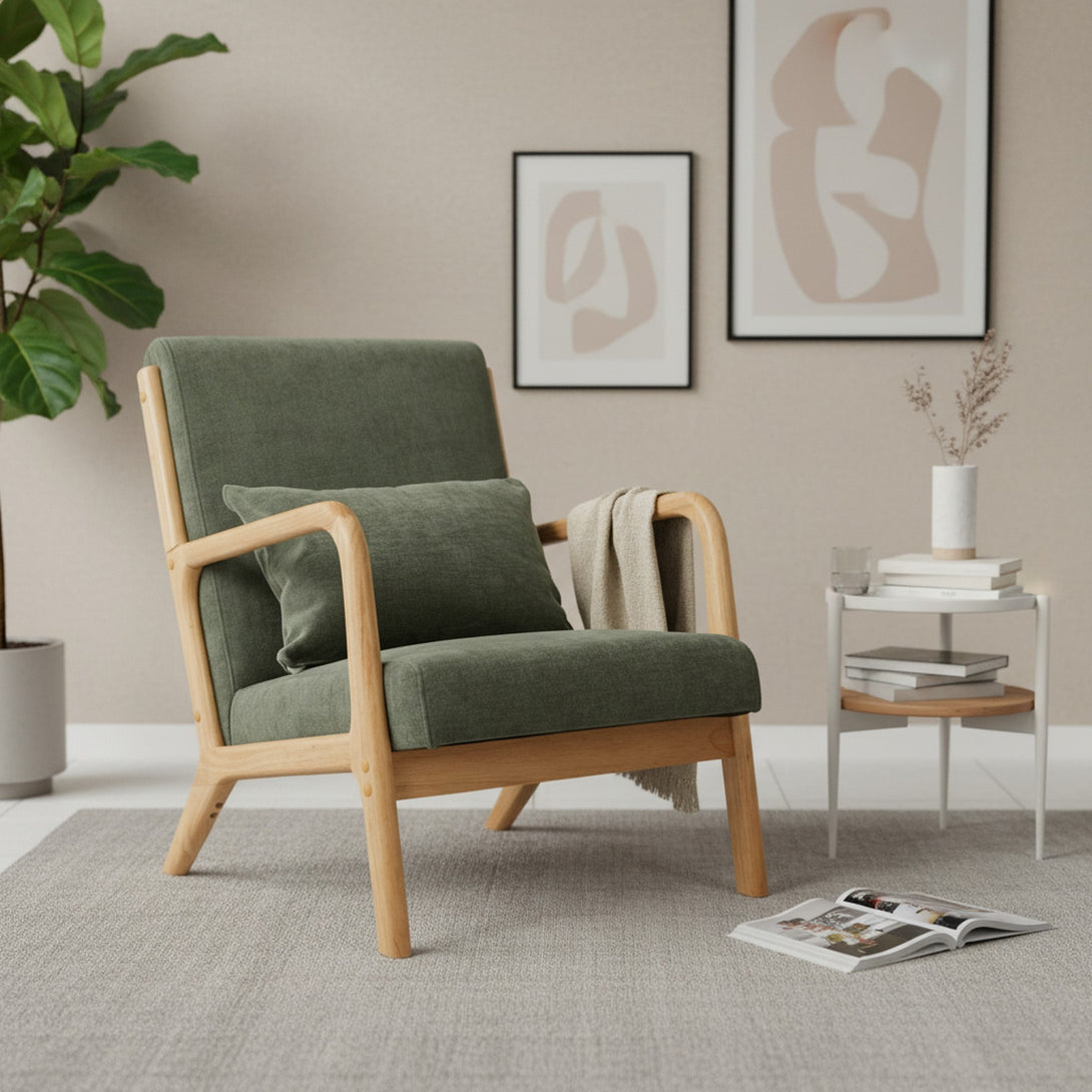 Taru Linen Armchair - Dark Green