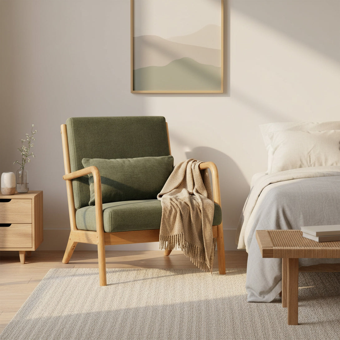 Taru Linen Armchair - Dark Green