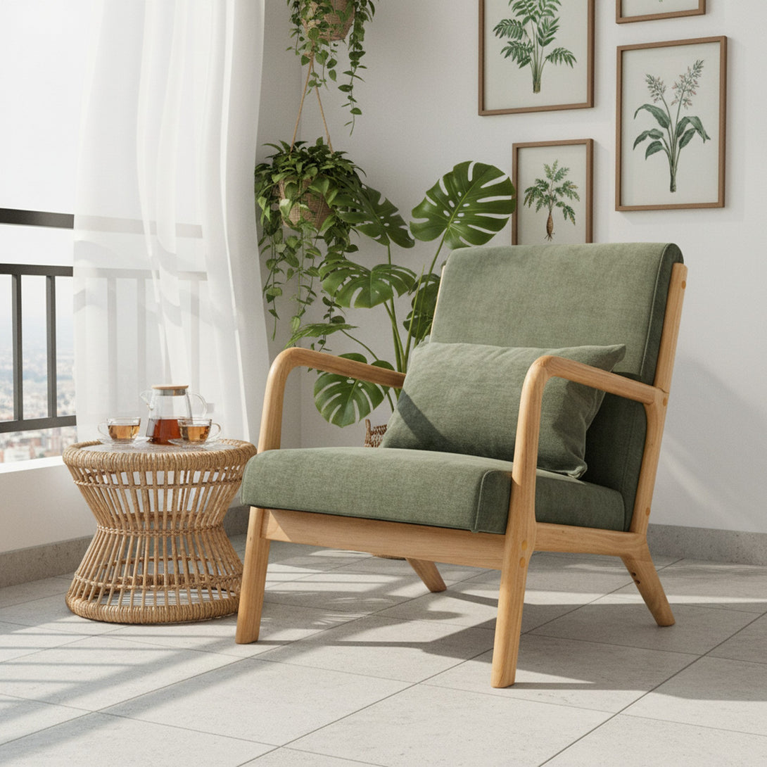 Taru Linen Armchair - Dark Green
