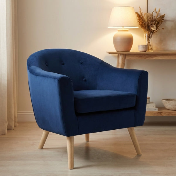 Millo Velvet Armchair - Dark Blue