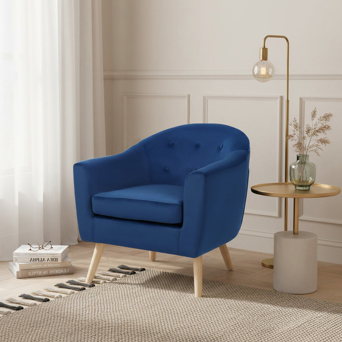 Millo Velvet Armchair - Dark Blue