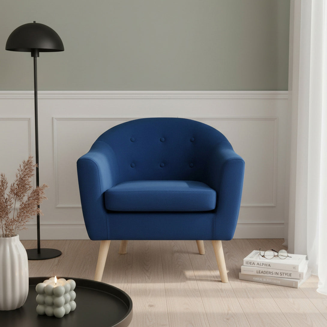 Millo Velvet Armchair - Dark Blue