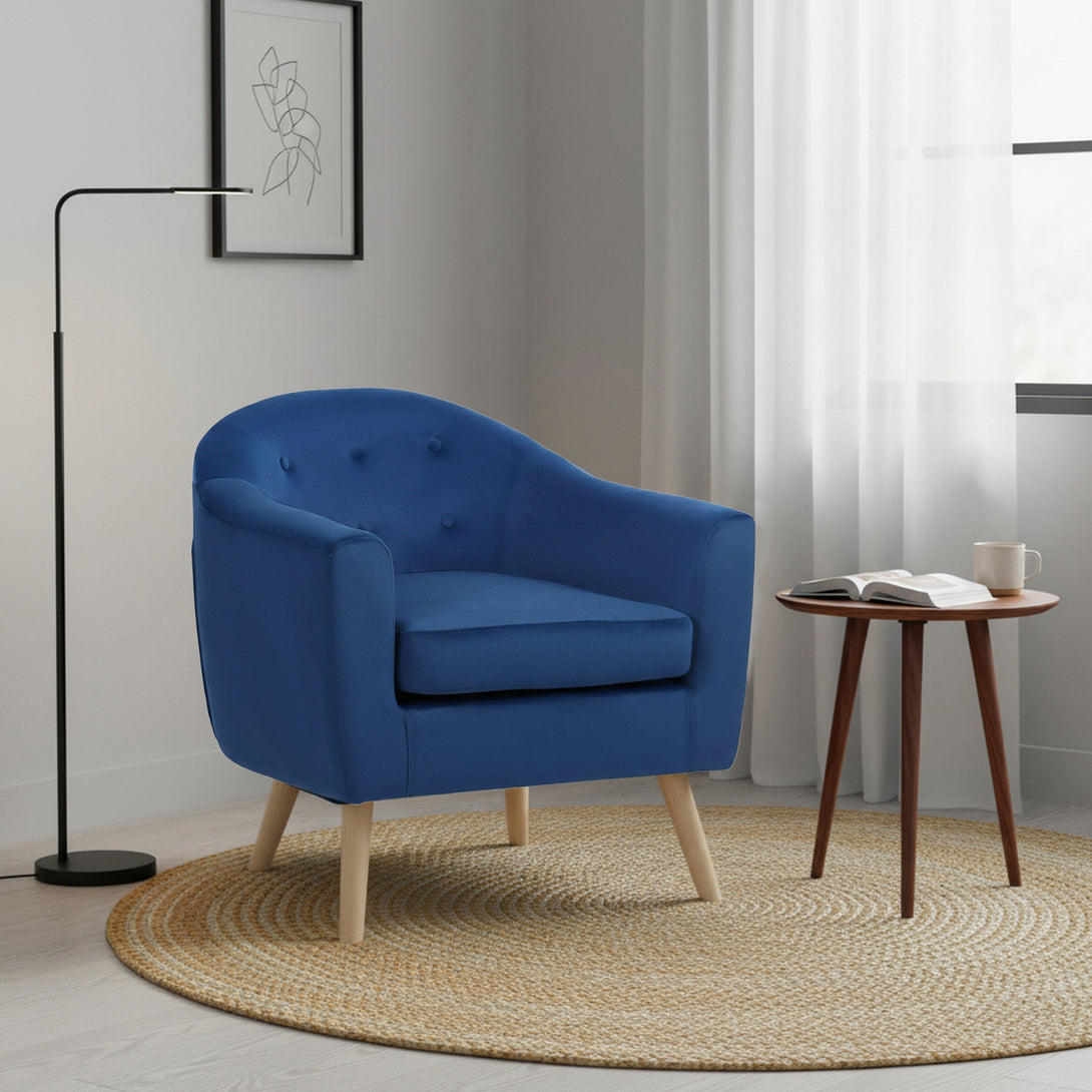 Millo Velvet Armchair - Dark Blue
