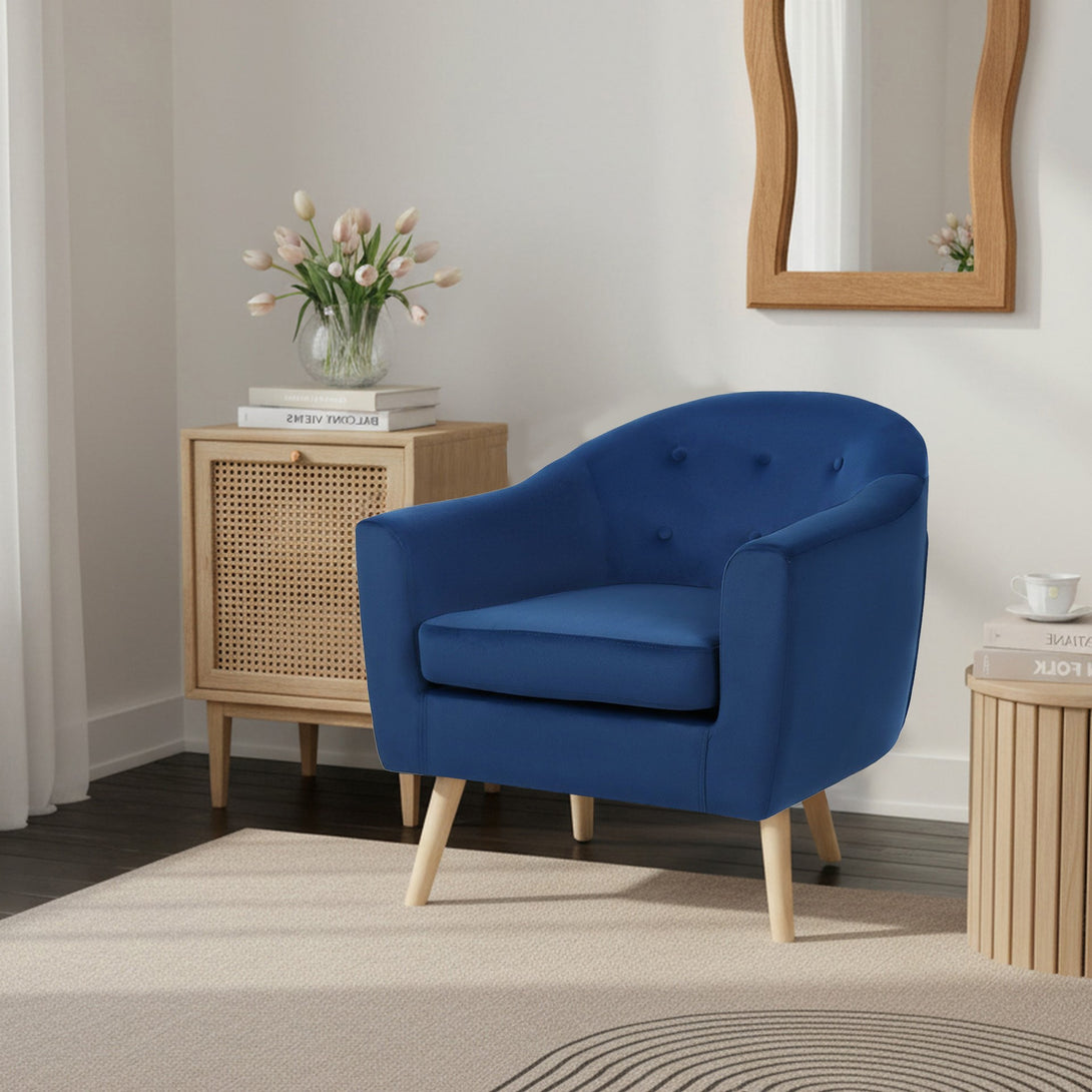 Millo Velvet Armchair - Dark Blue