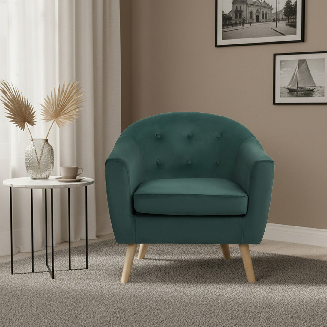 Millo Velvet Armchair - Dark Green