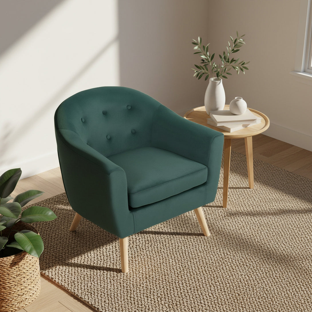 Millo Velvet Armchair - Dark Green