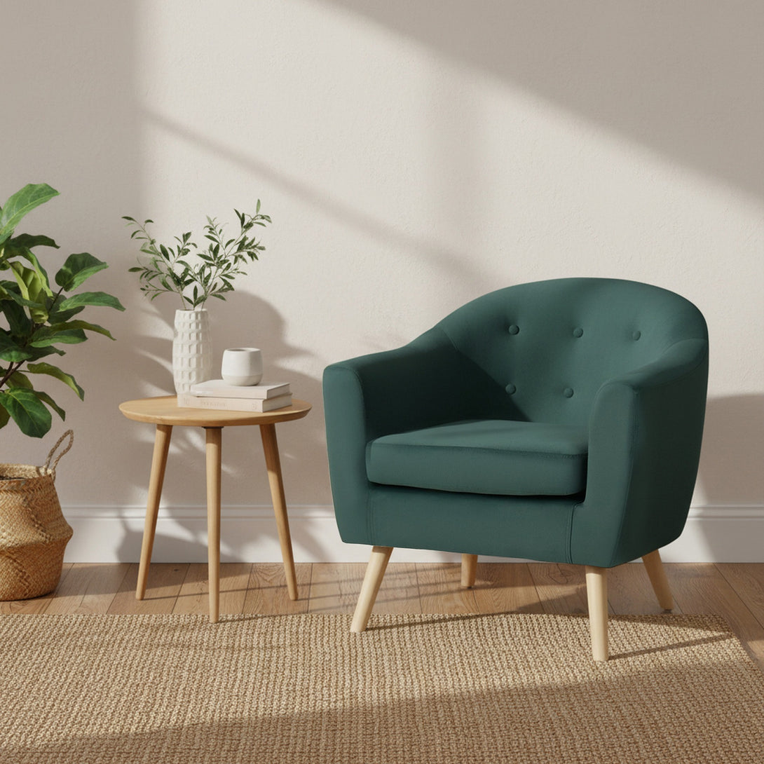 Millo Velvet Armchair - Dark Green