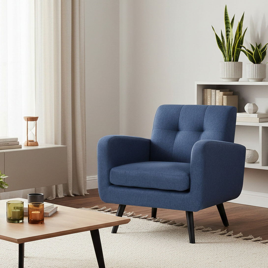 Tulo Linen Armchair - Dark Blue