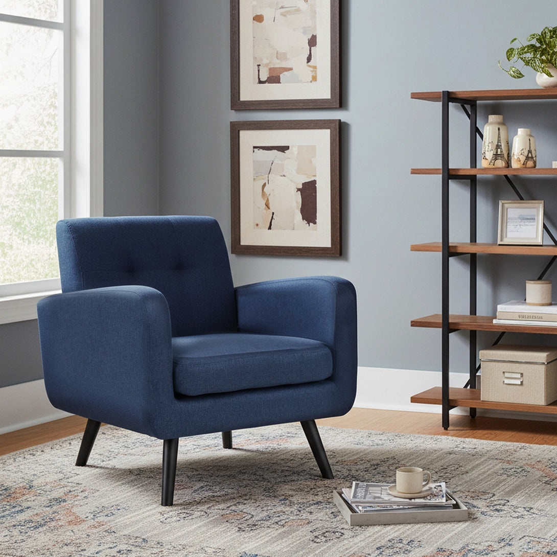 Tulo Linen Armchair - Dark Blue