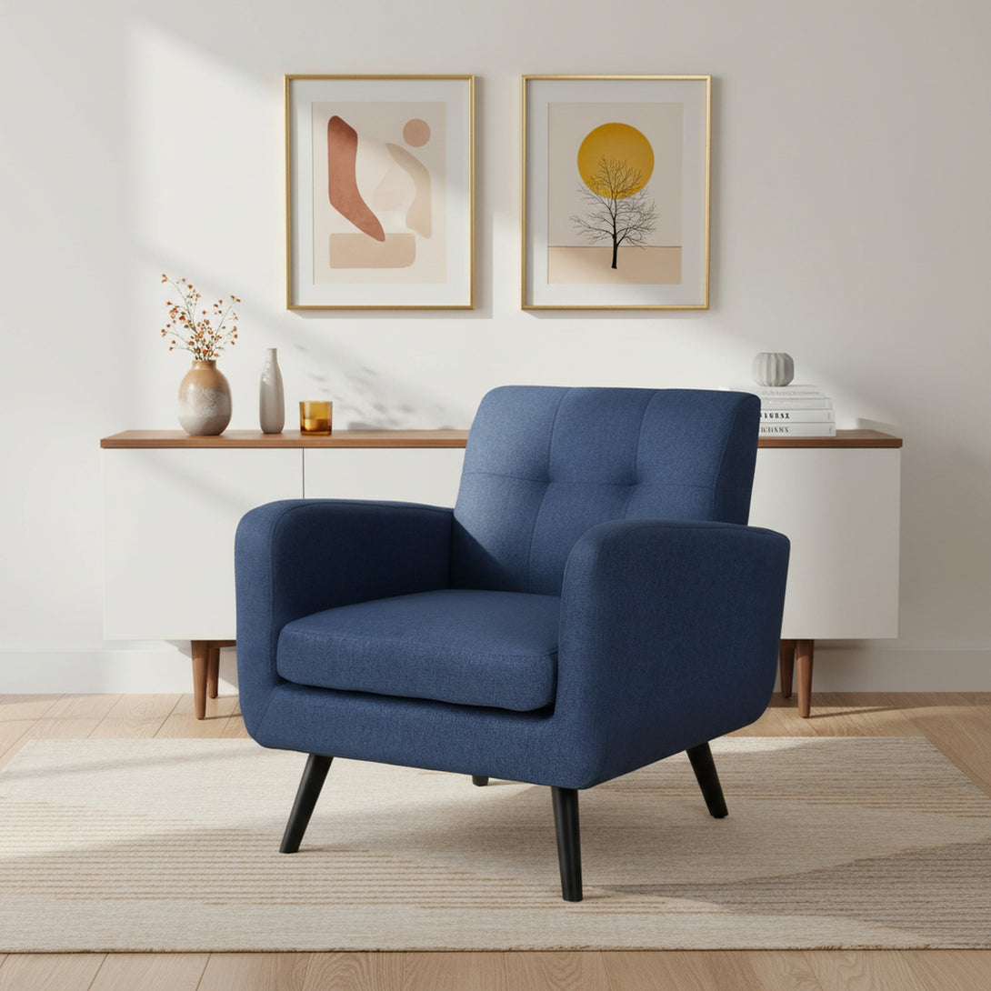 Tulo Linen Armchair - Dark Blue