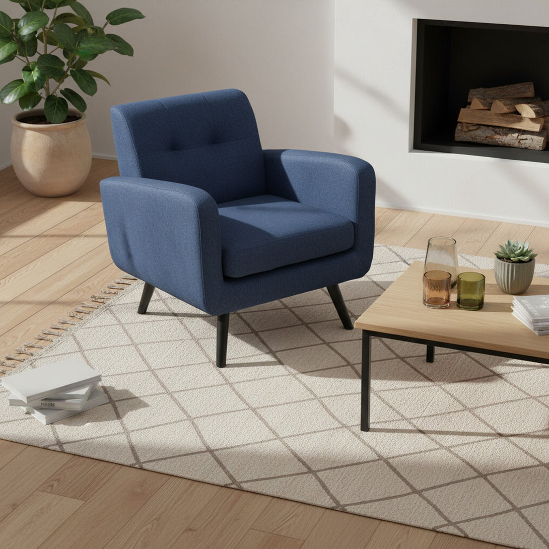 Tulo Linen Armchair - Dark Blue