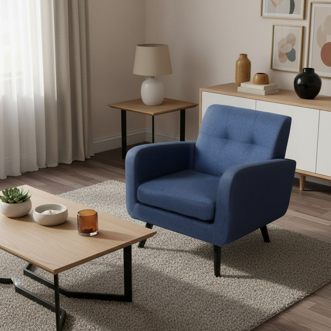 Tulo Linen Armchair - Dark Blue