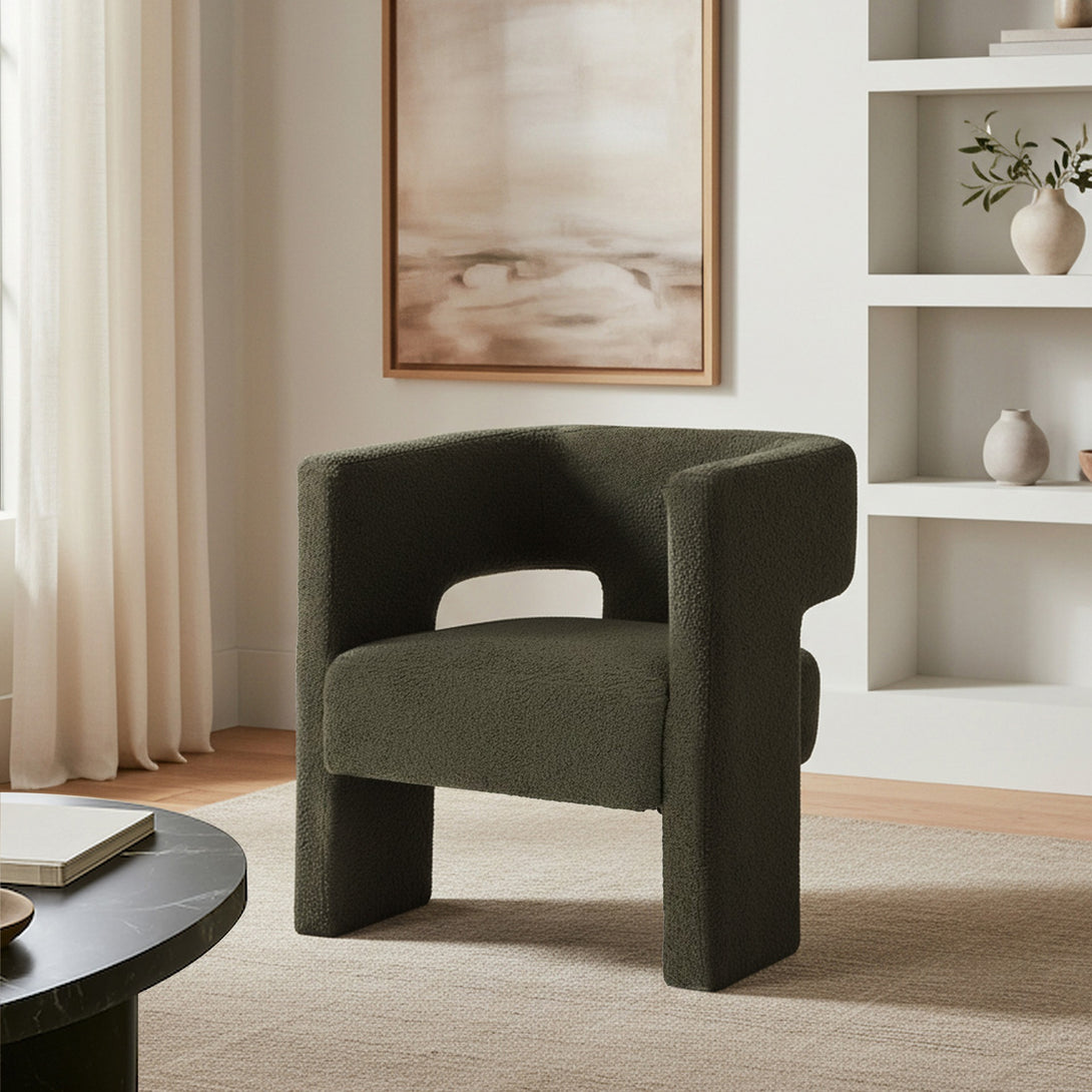 Rivo Boucle Armchair - Dark Green