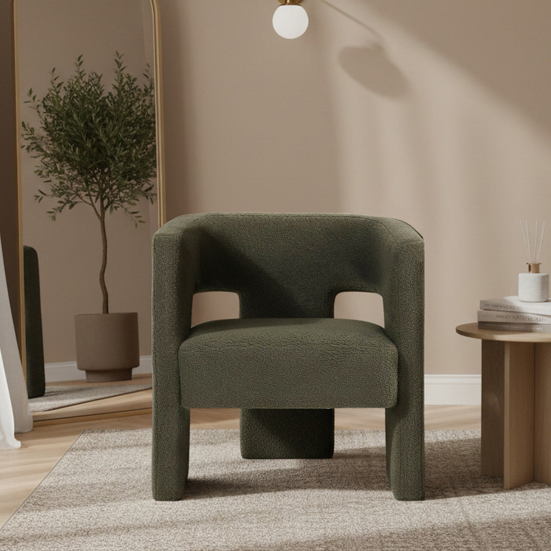 Rivo Boucle Armchair - Dark Green