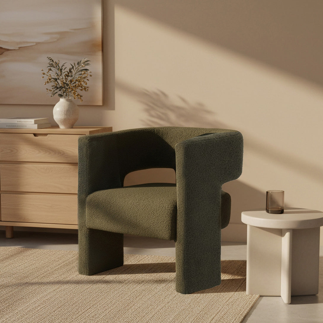 Rivo Boucle Armchair - Dark Green