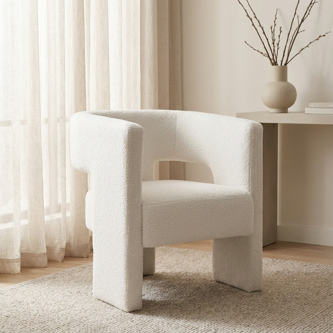 Rivo Boucle Armchair - White