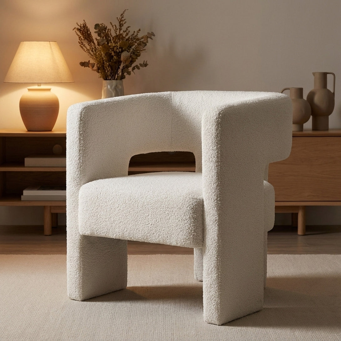 Rivo Boucle Armchair - White