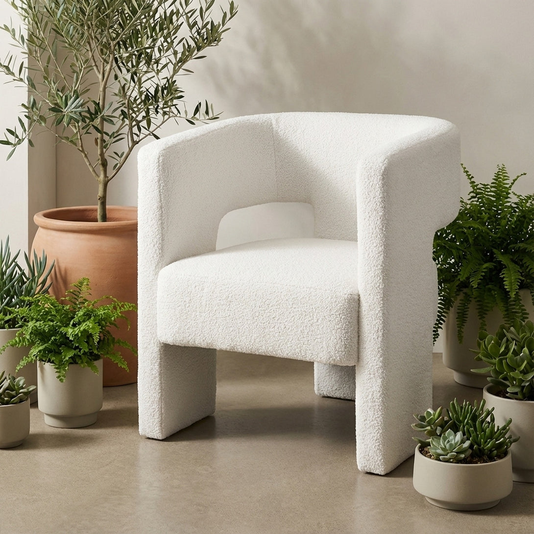 Rivo Boucle Armchair - White