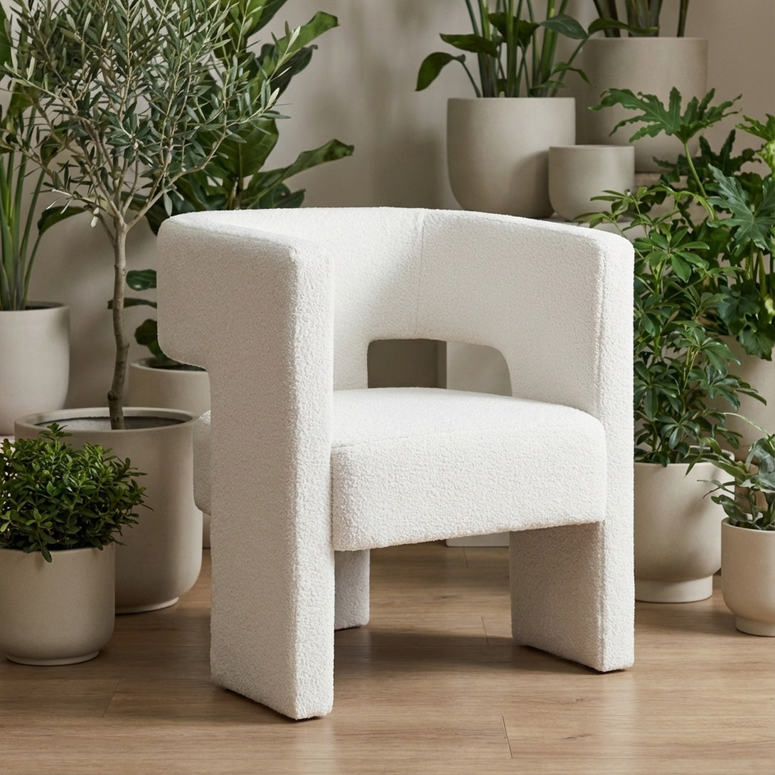 Rivo Boucle Armchair - White