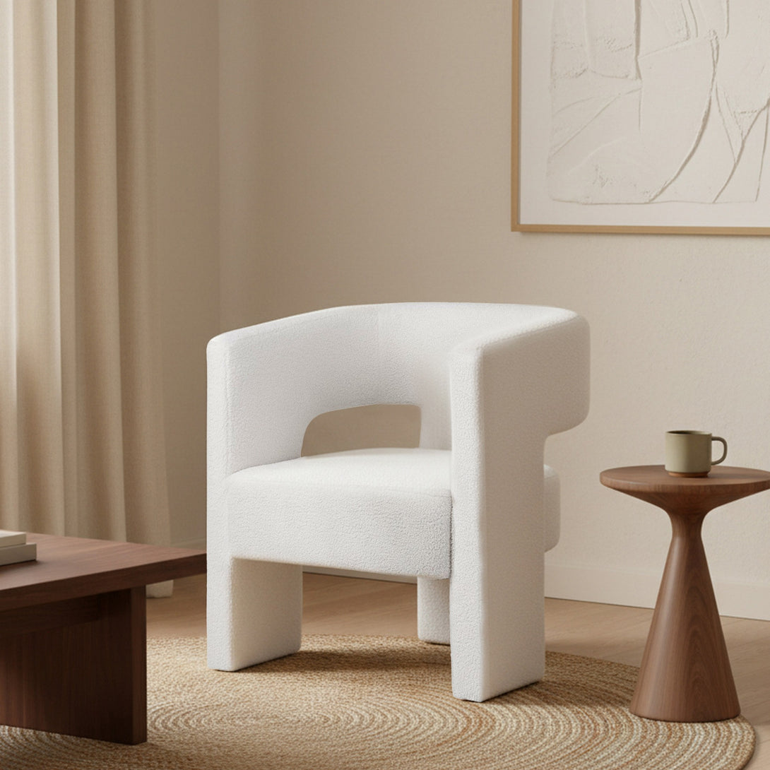 Rivo Boucle Armchair - White