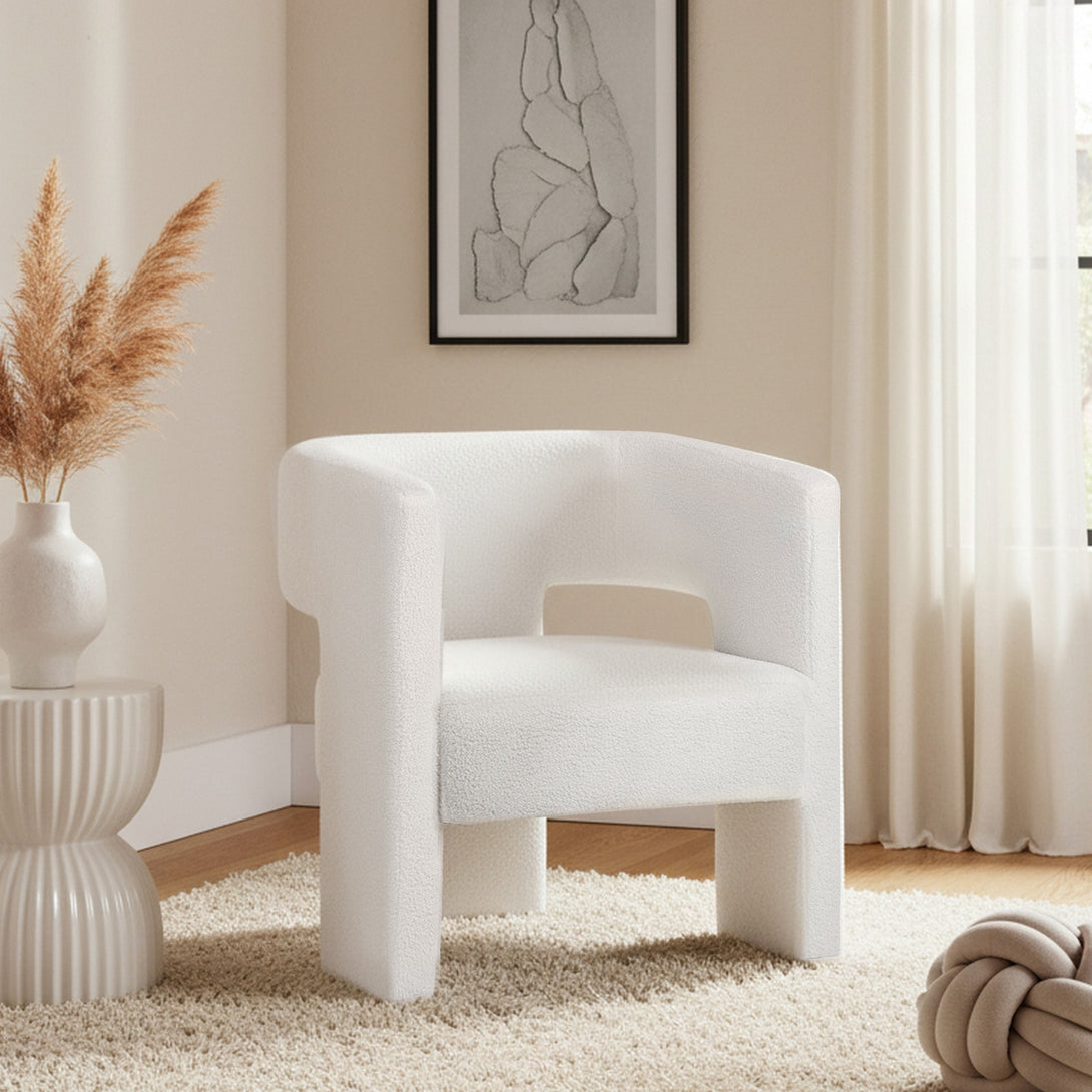 Rivo Boucle Armchair - White
