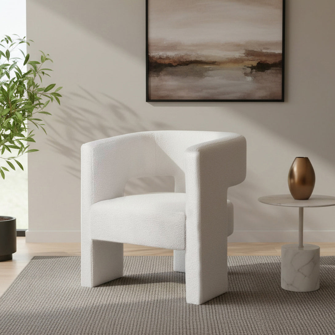 Rivo Boucle Armchair - White