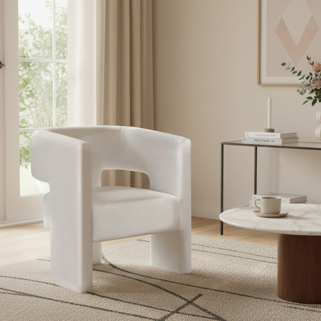 Rivo Boucle Armchair - White