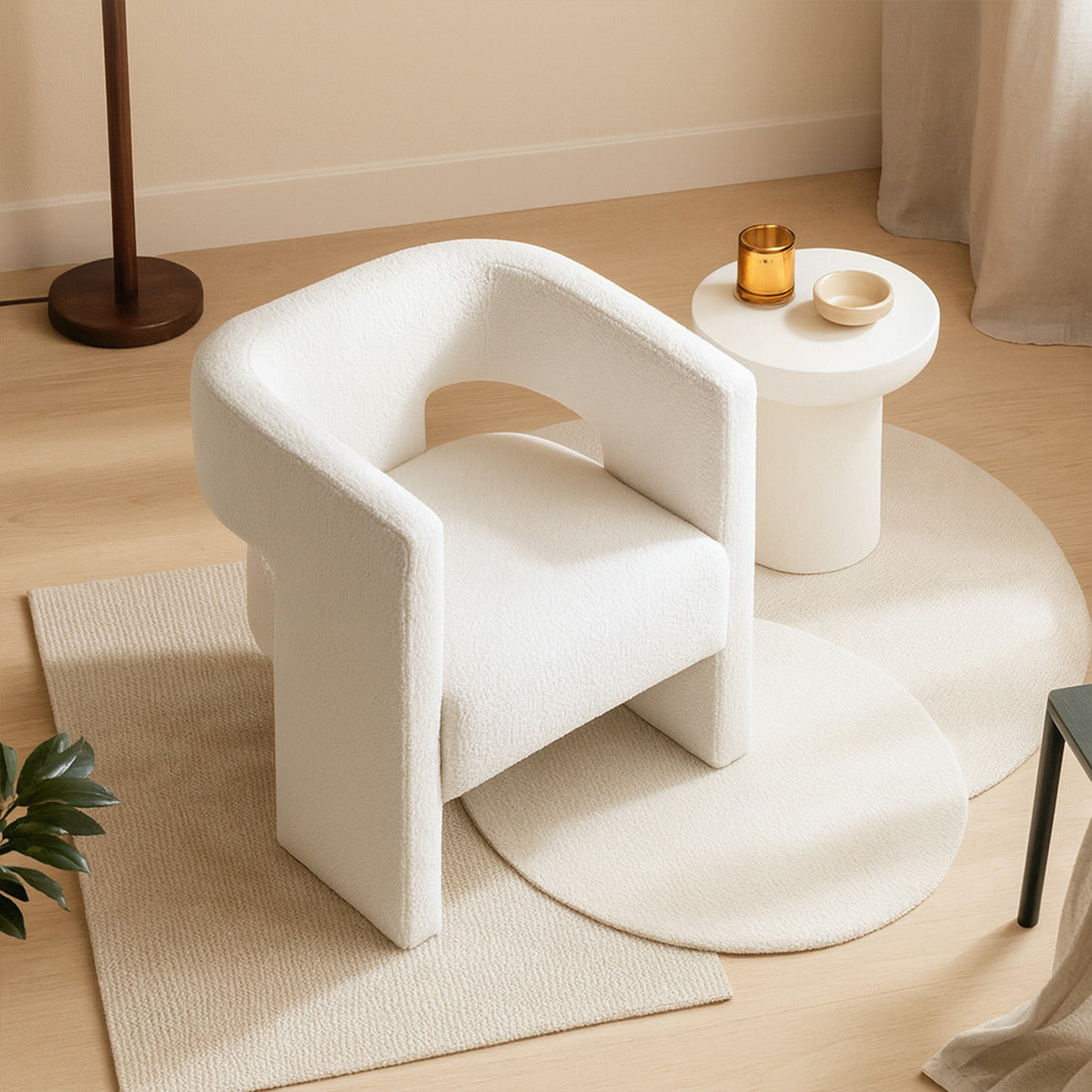Rivo Boucle Armchair - White