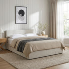 Maro Queen Gas Lift Bed Frame - Linen Beige