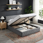 Dima Velvet Queen Gas Lift Bed Frame - Grey