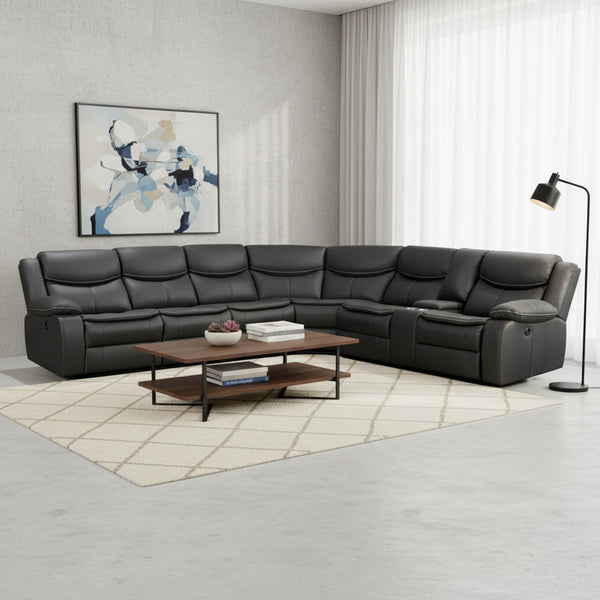 Mandan Electric Recliner Corner Sofa - Black