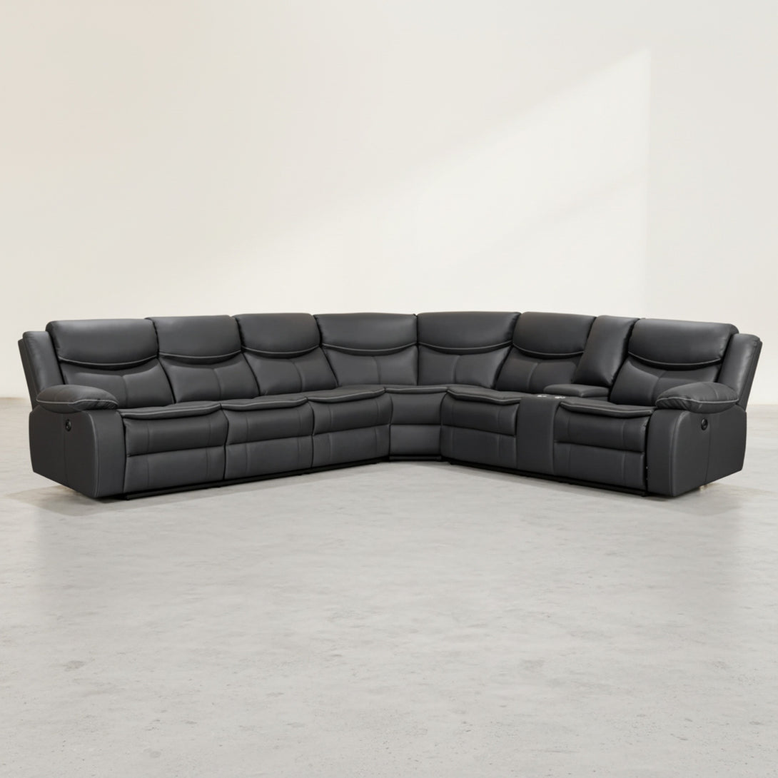 Mandan Electric Recliner Corner Sofa - Black