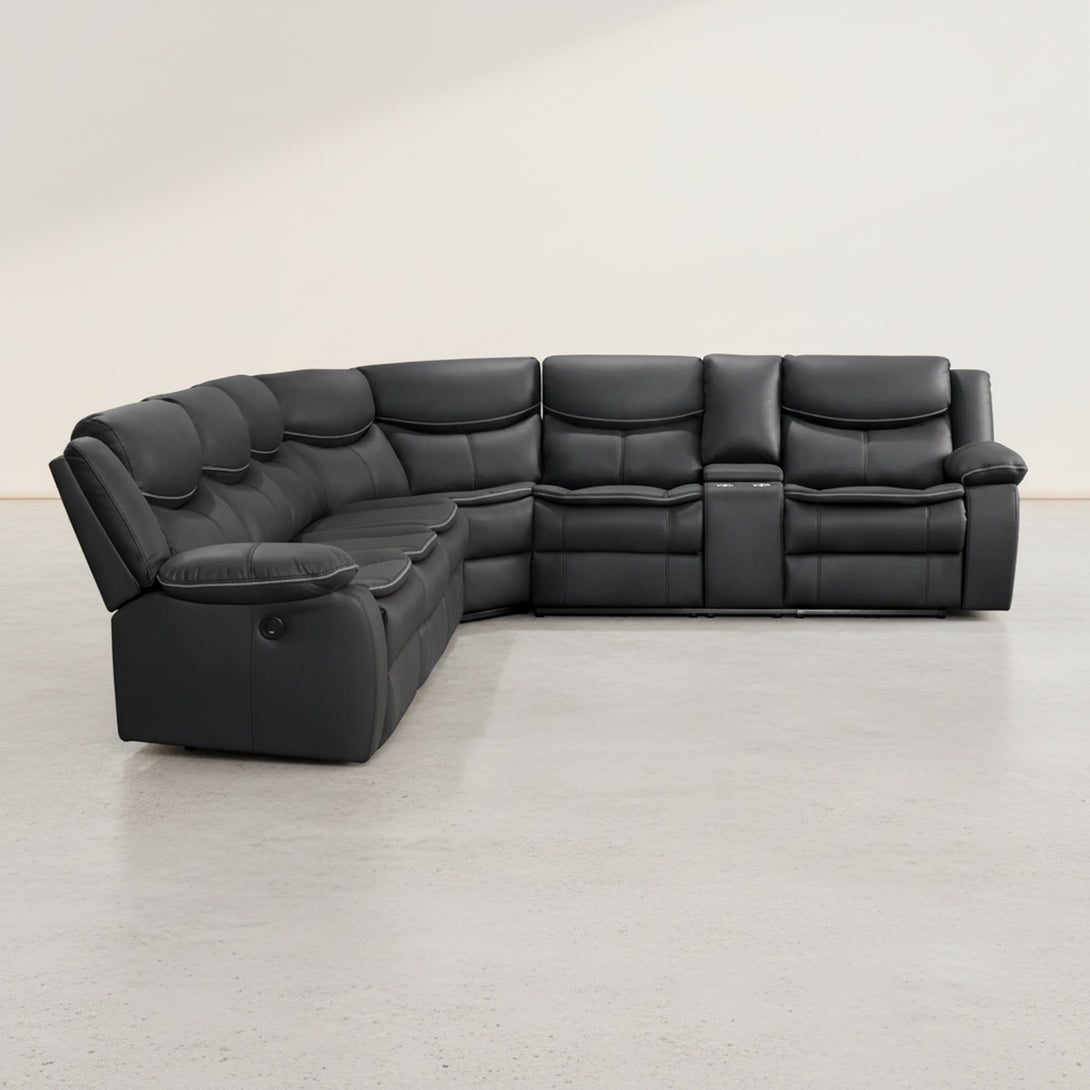 Mandan Electric Recliner Corner Sofa - Black